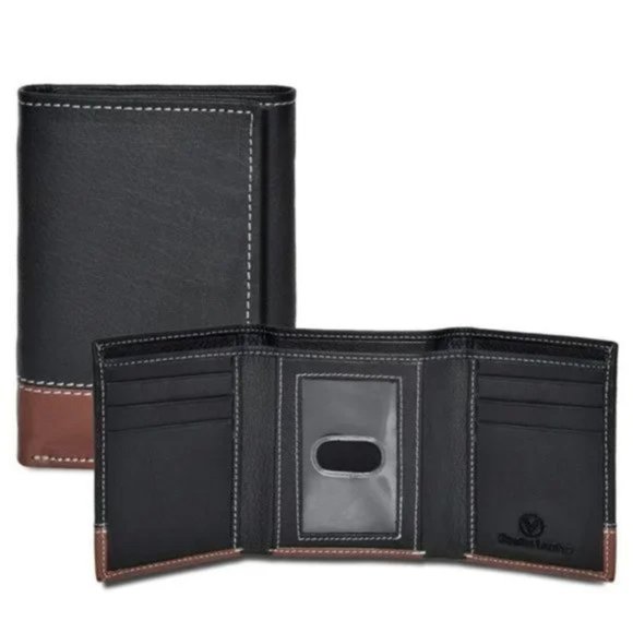 New Genuine Leather RFID Blocking Wallet Black Brown